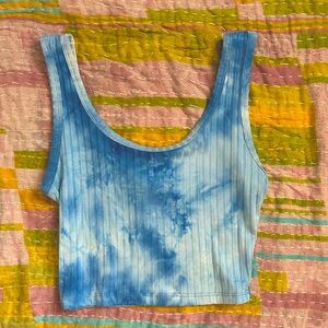 Cropped Tie-die Blue Tank